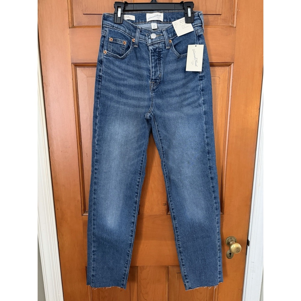 Women's Universal Thread Mid-Rise 80's Slim Blue Jeans Medium Wash Size 2 NWT
